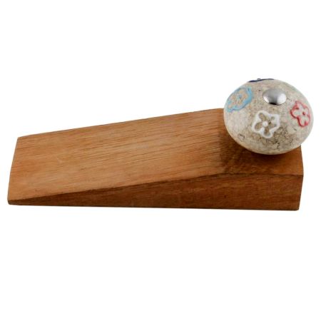 Multicolor Crackle Ceramic Wooden Door Stopper